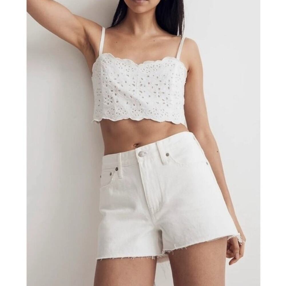 NWT Madewell White Relaxed Denim Cut Off Shorts Size 29